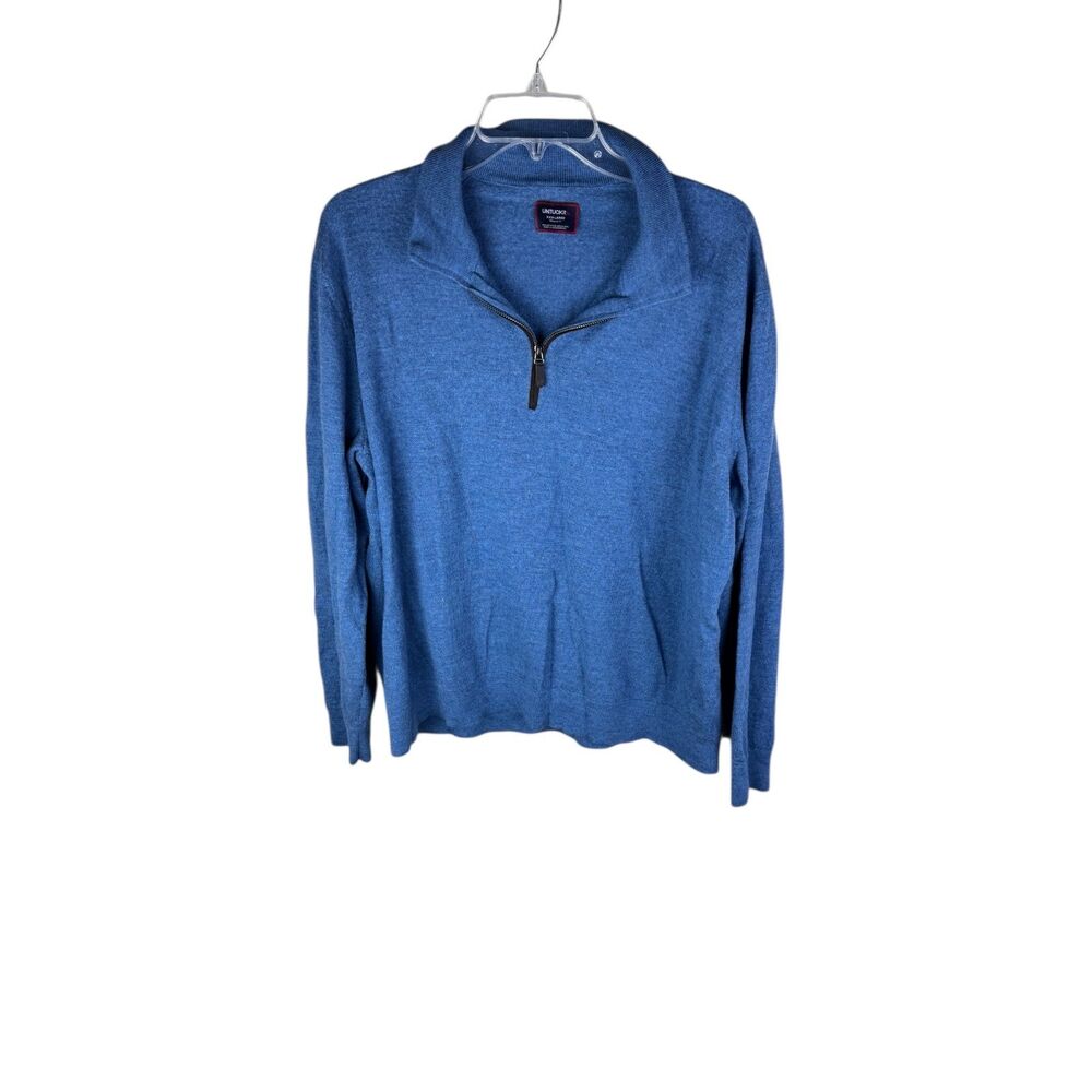 UNTUCKit Belguardo‎ Sweater Mens 3XL Extra Fine Merino Wool 1/4 Zip Blue
